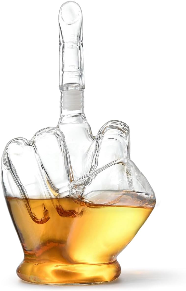Funny Middle Finger Whiskey Decanter Set with Funnel