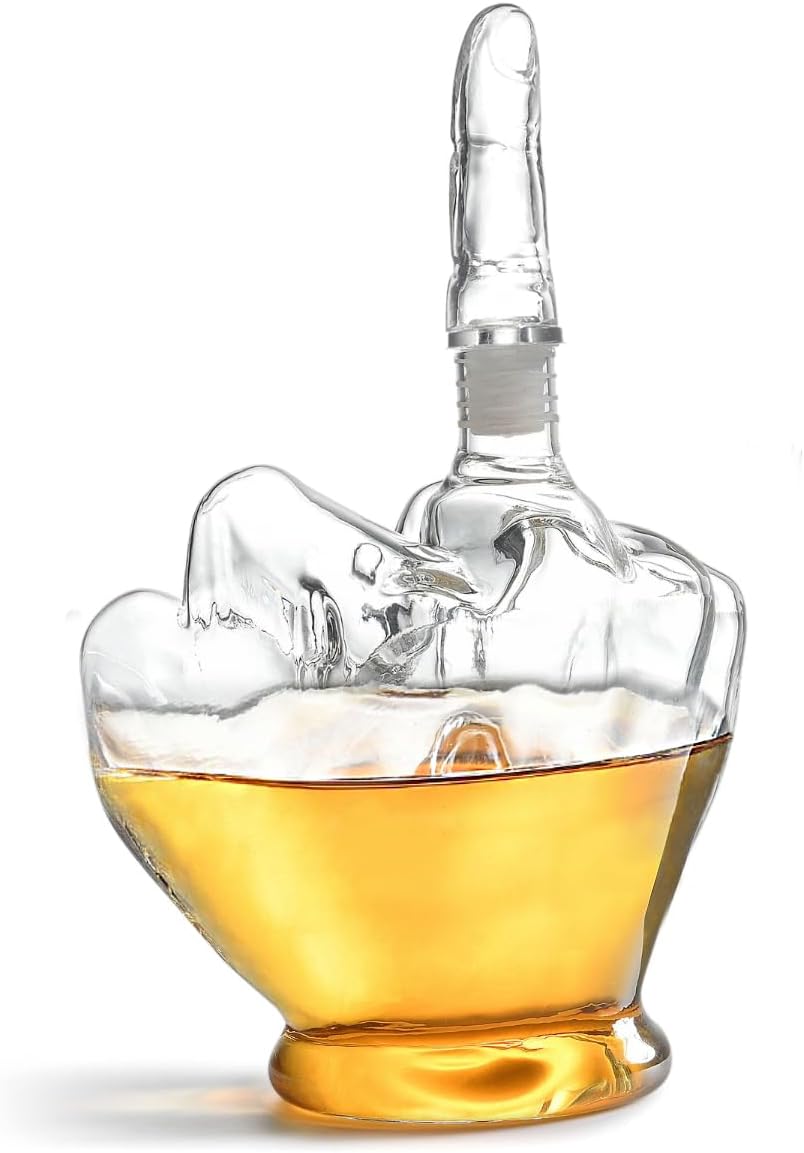 Funny Middle Finger Whiskey Decanter Set with Funnel