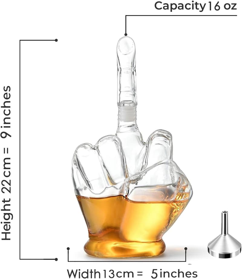 Funny Middle Finger Whiskey Decanter Set with Funnel