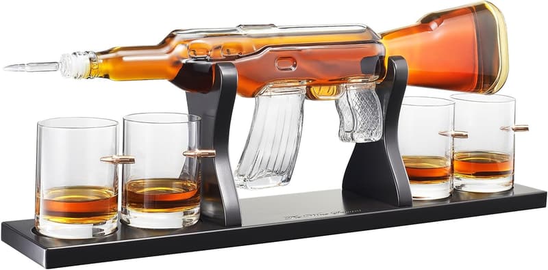 AK47 Whiskey Decanter Set with Bullet Glasses - Men's Gift
