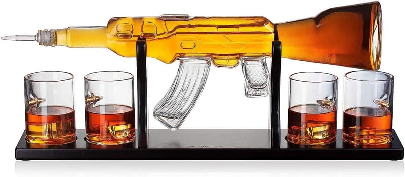 AK47 Whiskey Decanter Set with Bullet Glasses - Men's Gift