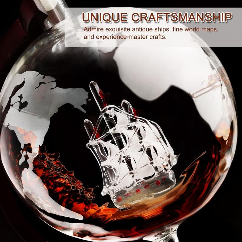 Whiskey Globe Decanter 28 oz Gift for Dad and Men