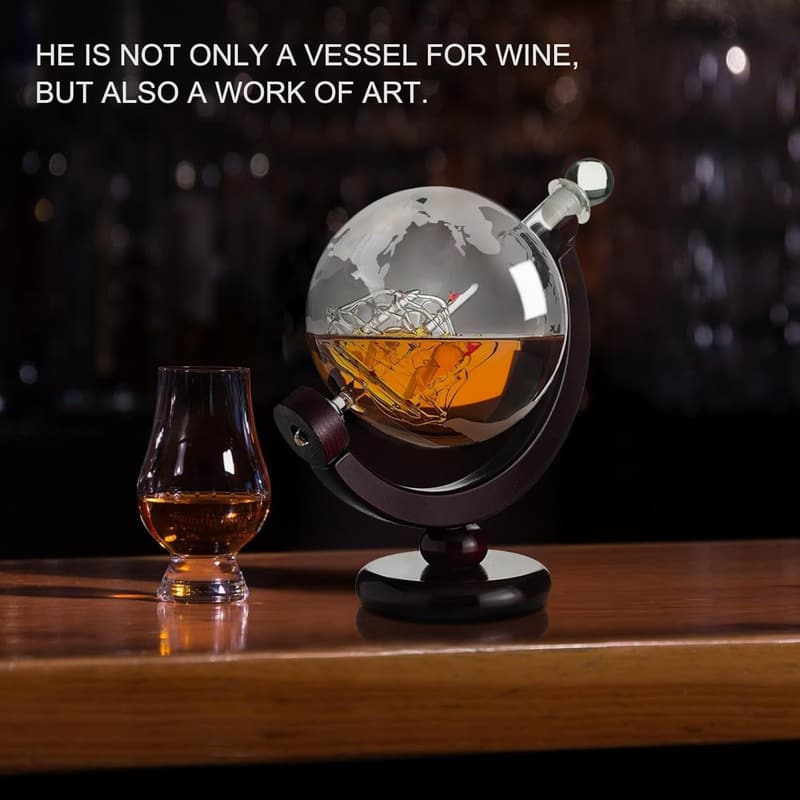 Whiskey Globe Decanter 28 oz Gift for Dad and Men