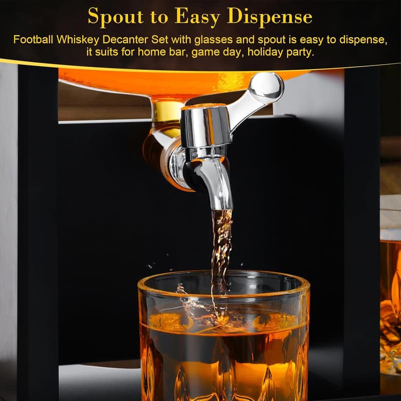 Football Whiskey Decanter Set with 2 Glasses - Ideal Gift for Men