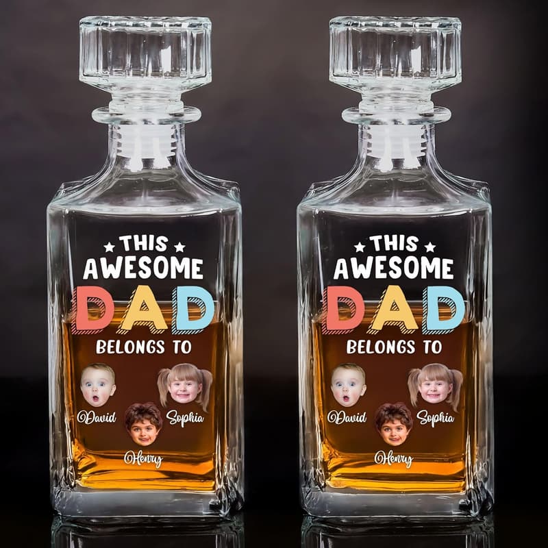 Custom Face Photo Whiskey Decanter - Perfect Father's Day Gift