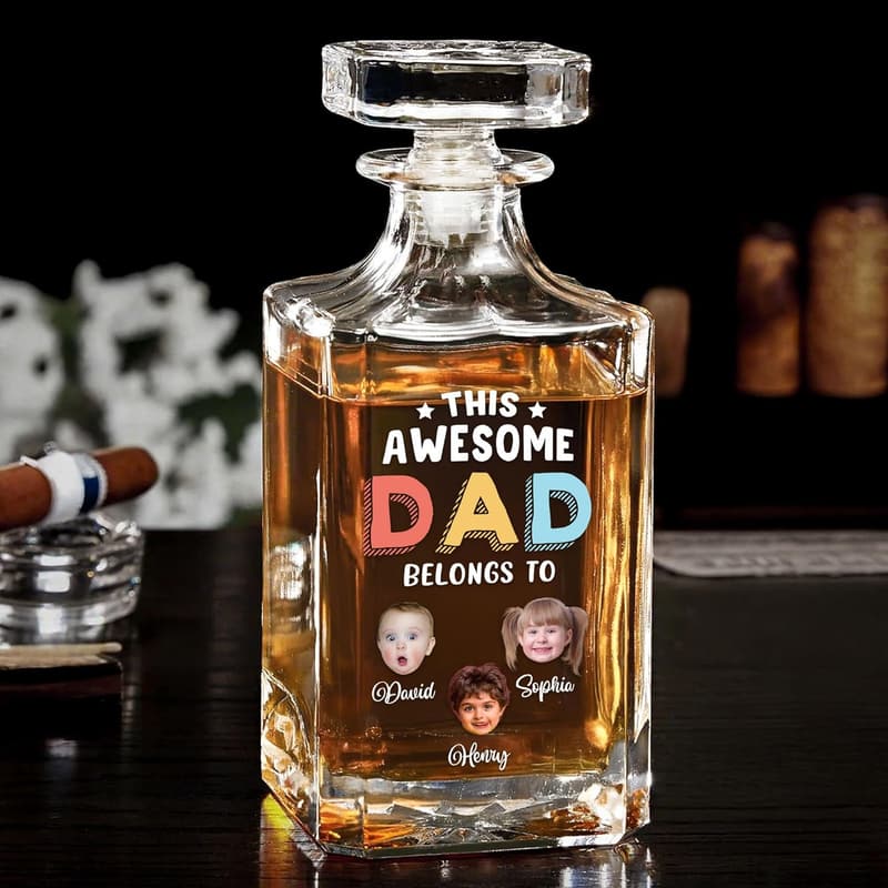 Custom Face Photo Whiskey Decanter - Perfect Father's Day Gift