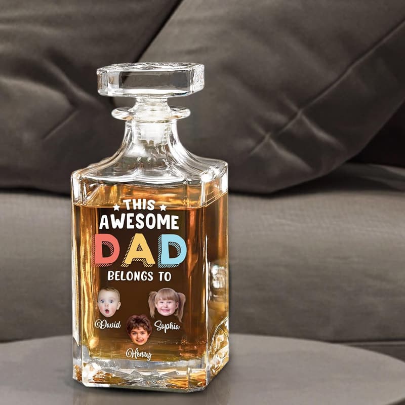 Custom Face Photo Whiskey Decanter - Perfect Father's Day Gift