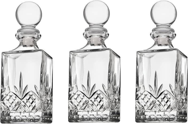 Dublin Crystal Mini Whiskey Decanter Set - 10oz, Set of 3
