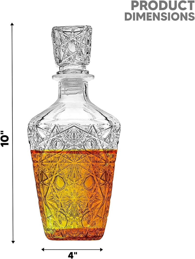 Elegant Glass Whiskey Decanter Set - 2 Premium Bottles