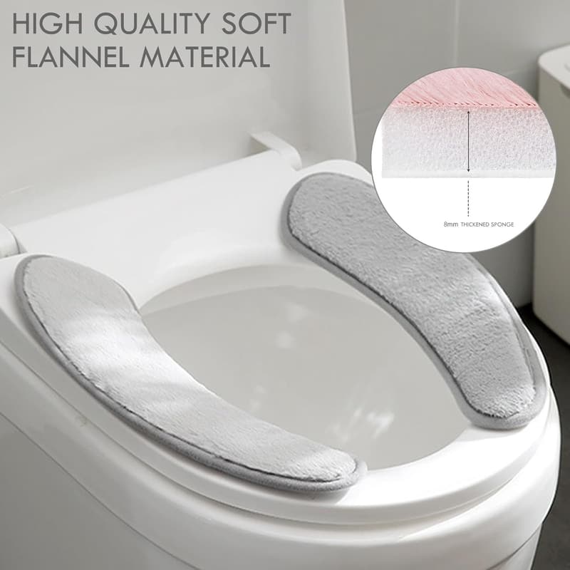 Winter Toilet Seat Cushion Cover - Washable, Soft, Grey