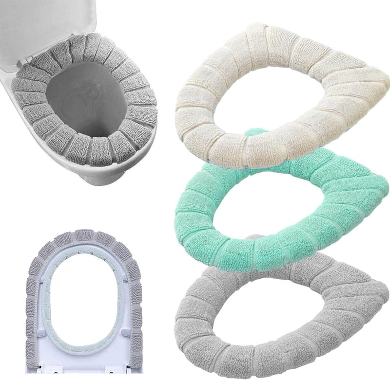 Washable Soft Stretchable Toilet Seat Cover Pads - 3PCS