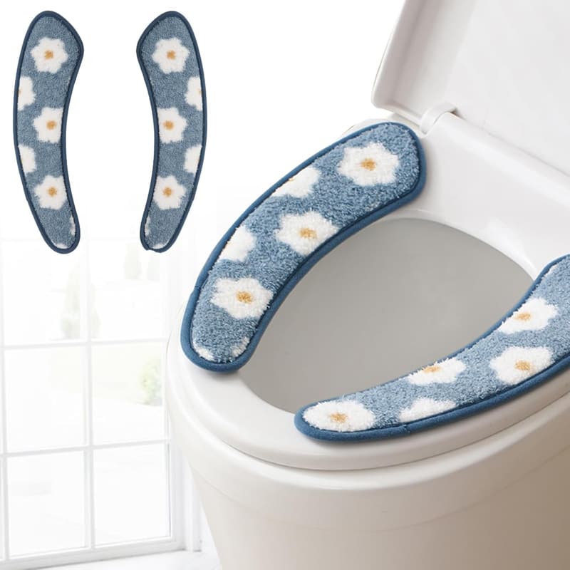 Washable Floral Toilet Seat Cover – Thick Cushioned Insulation