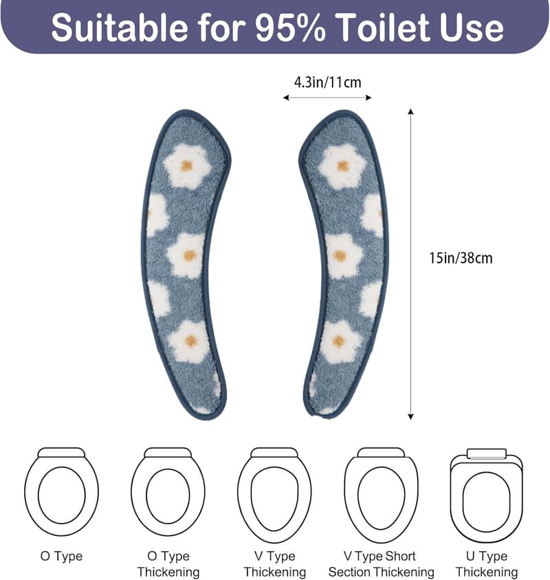 Washable Floral Toilet Seat Cover – Thick Cushioned Insulation