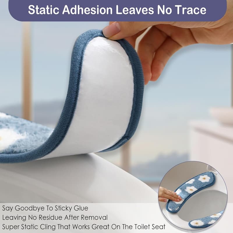 Washable Floral Toilet Seat Cover – Thick Cushioned Insulation