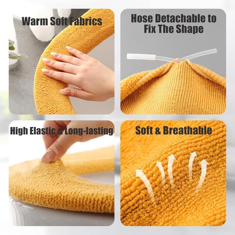 Soft & Warm Toilet Seat Cover Pads - 5 Pack, Washable Fiber Cloth