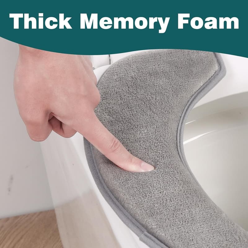 Memory Foam Toilet Seat Cover - Soft, Washable & Reusable