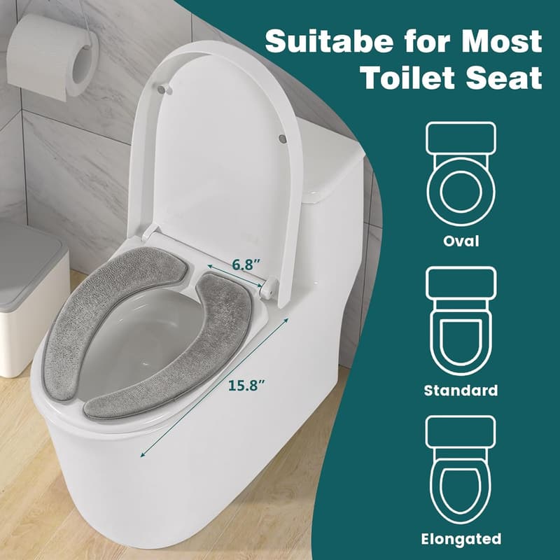 Memory Foam Toilet Seat Cover - Soft, Washable & Reusable