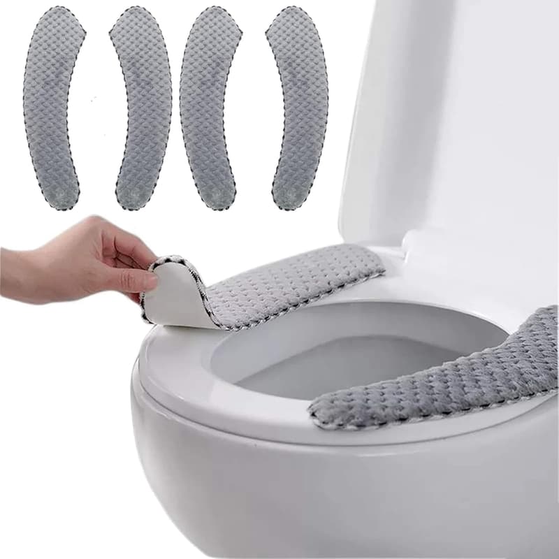 Washable Grey Toilet Seat Cushion - 2 Pairs, Non-Slip, Plush