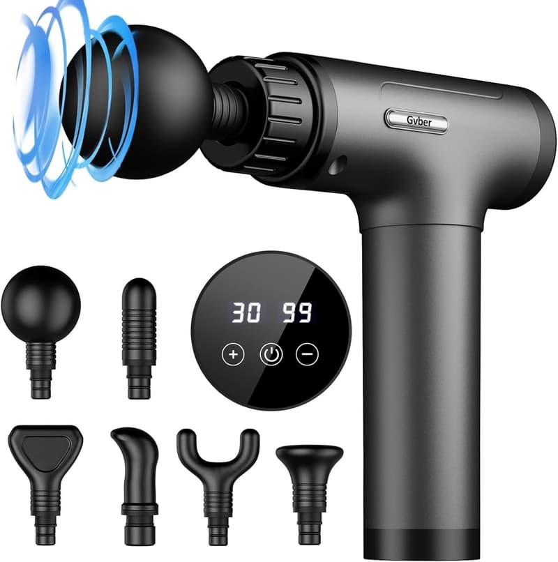 Handheld Deep Tissue Massage Gun for Athletes – 6 Attachments, 30 Speeds