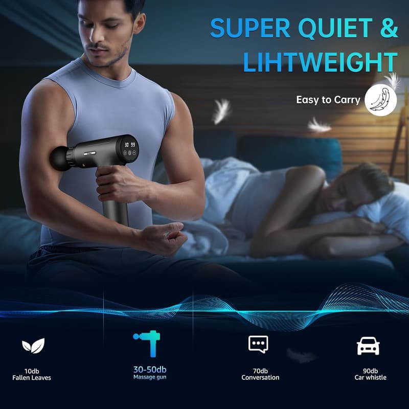 Handheld Deep Tissue Massage Gun for Athletes – 6 Attachments, 30 Speeds