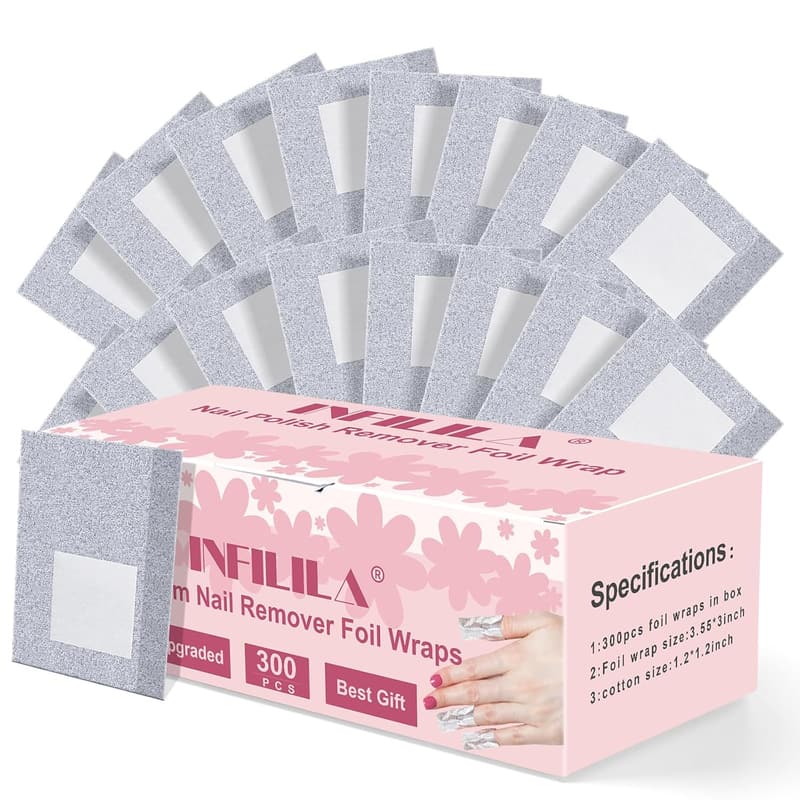 Nail Foil Wraps - 300PCS Gel Polish Remover with Cotton Pads