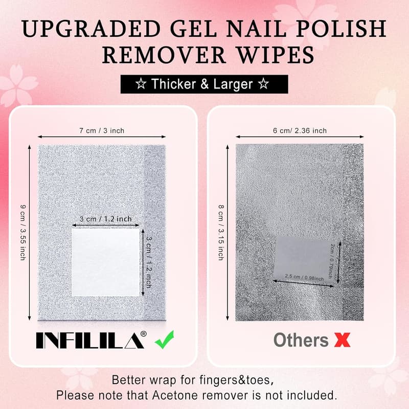 Nail Foil Wraps - 300PCS Gel Polish Remover with Cotton Pads