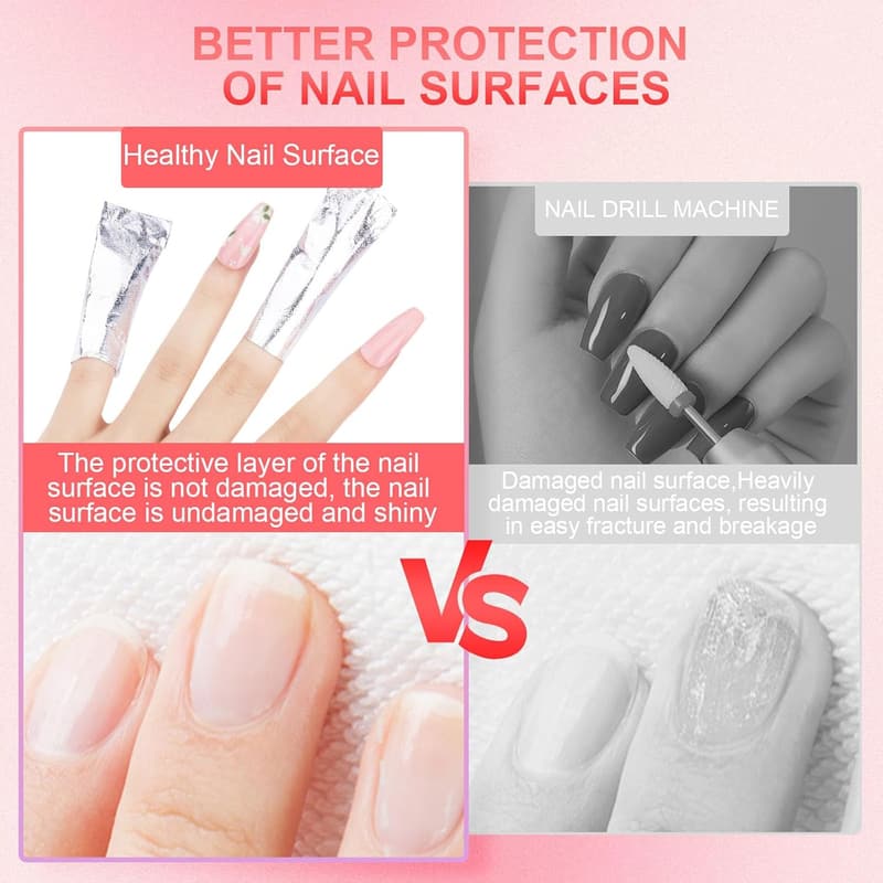 Nail Foil Wraps - 300PCS Gel Polish Remover with Cotton Pads