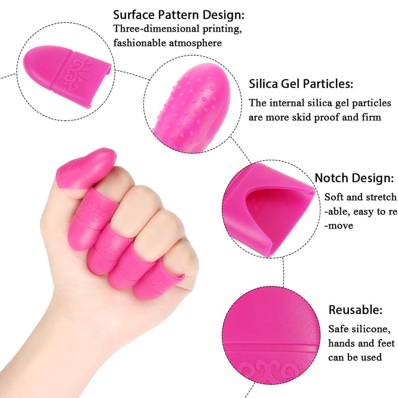Reusable Silicone Nail Caps - 30 Pack, Purple & Pink