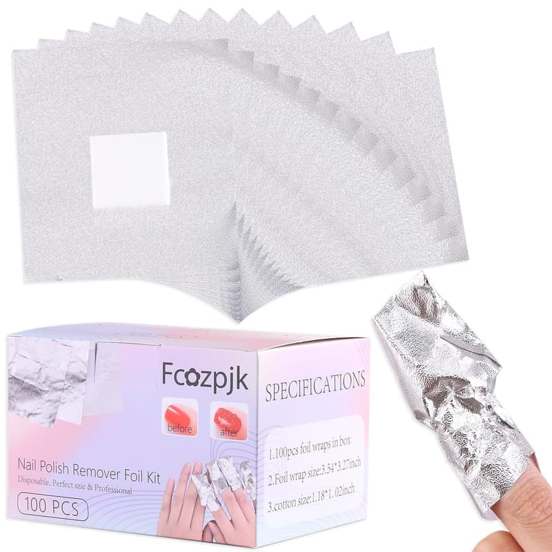 Gel Nail Polish Remover Foil Wraps with Cotton Pads - 100PCS