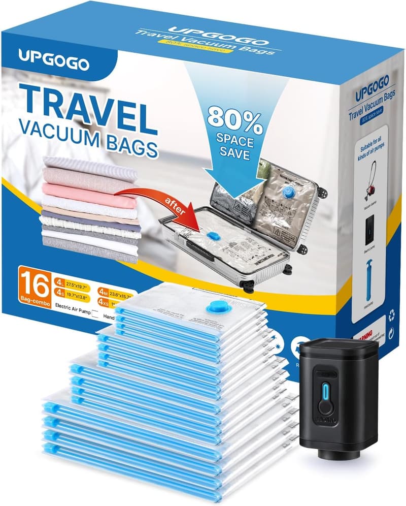 Travel Vacuum Storage Bags with Electric Pump - 16 Pack