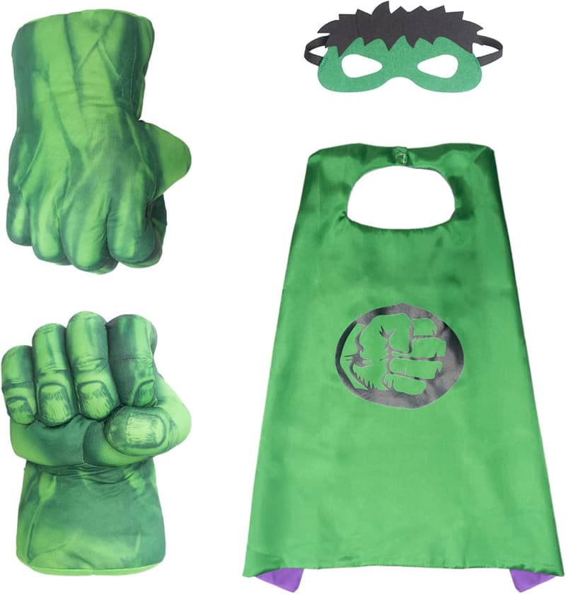 Kids' Plush Fists Costume with Green Cape & Eye-Mask Set