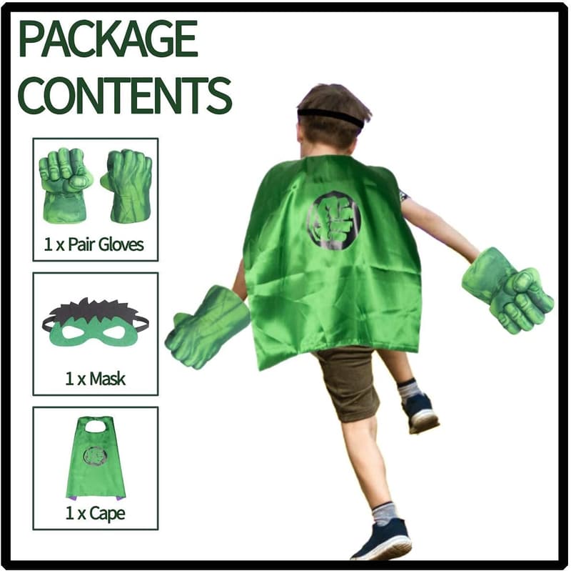 Kids' Plush Fists Costume with Green Cape & Eye-Mask Set