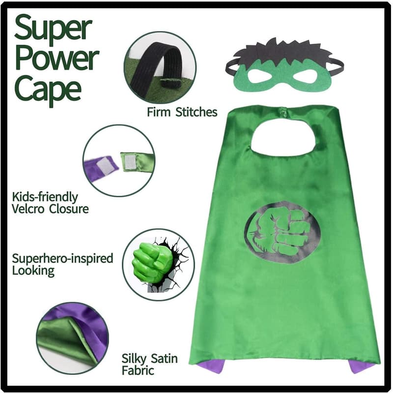 Kids' Plush Fists Costume with Green Cape & Eye-Mask Set