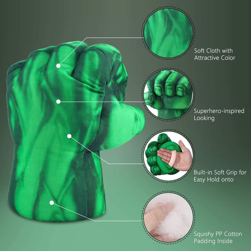 Superhero Gloves for Kids & Adults - Green (1 Pair)