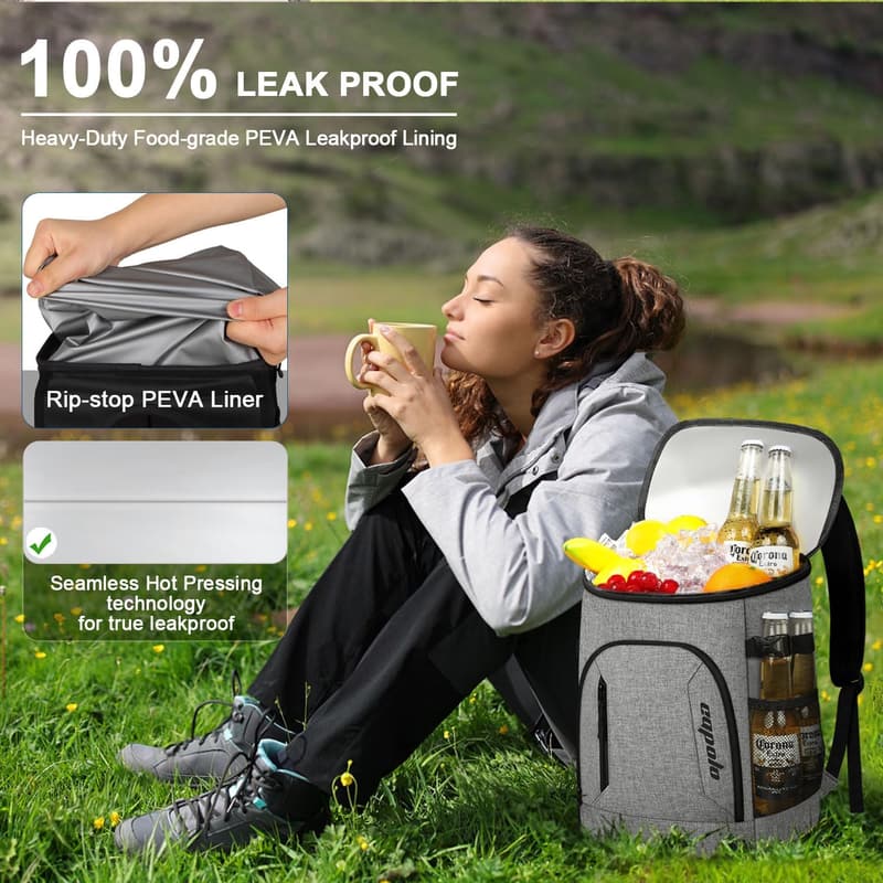 Insulated Cooler Backpack for Camping & Travel, 30-45 Cans