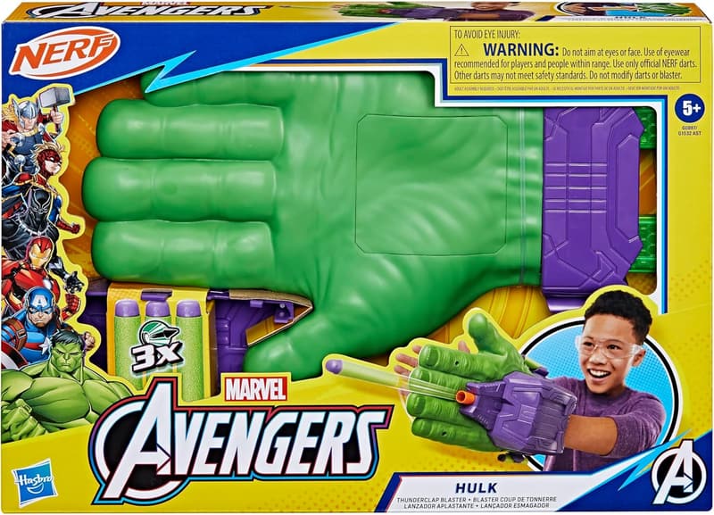 Hulk Thunderclap Blaster Roleplay Toy with 3 NERF Darts for Kids