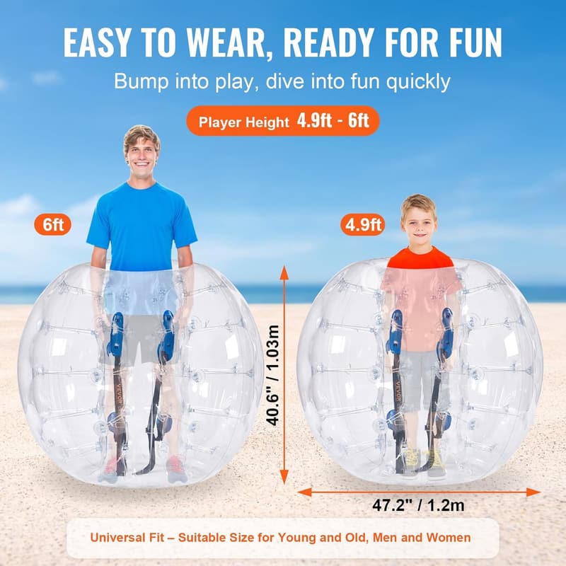 VEVOR Inflatable Bumper Balls for Adults - 2 Pack, 2FT-5FT Sizes