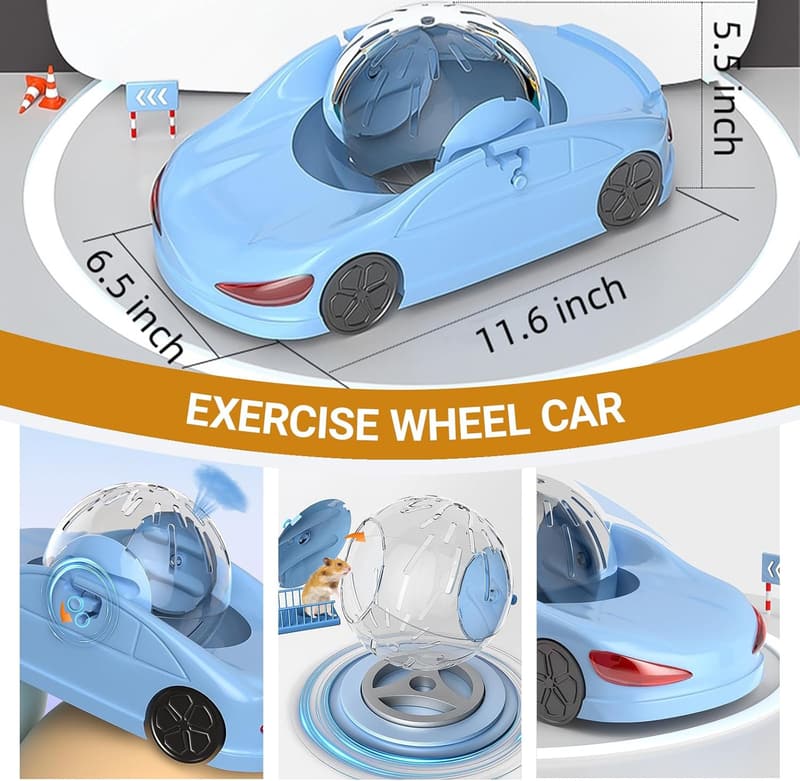 Hamster Exercise Ball Car - Safe, Detachable, 3 Modes (Blue, 5.7