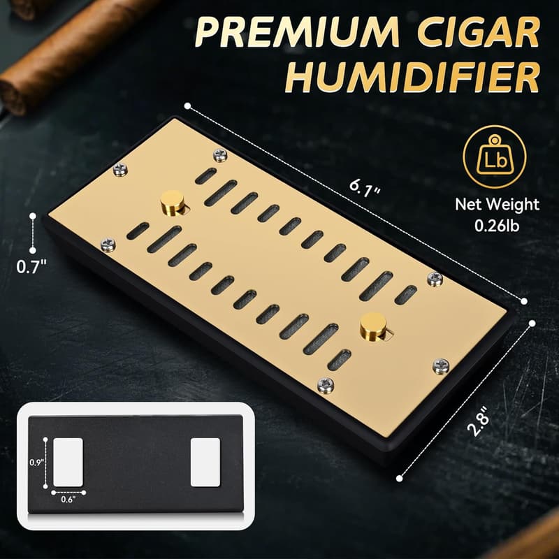 Gold Electroplated Cigar Humidor with Humidifier & Travel Design