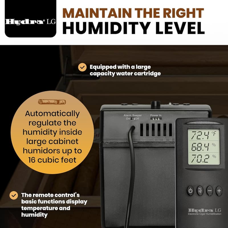 Remote Controlled Cigar Humidifier for Large Humidors up to 16 Cu Ft