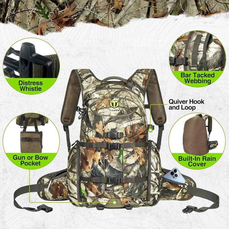 Waterproof Camo Hunting Backpack with Rain Cover