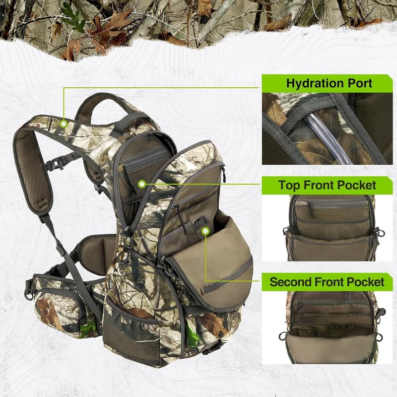 Waterproof Camo Hunting Backpack with Rain Cover