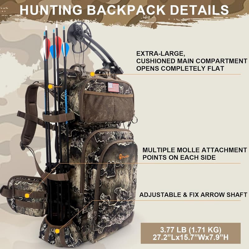 Men's Saddle Hunting Backpack with Bow Holder & Duffle Bag