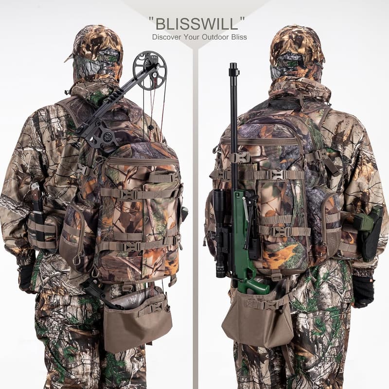 Large Hunting Backpack with Padded Weapon Compartment - 40L Camouflage