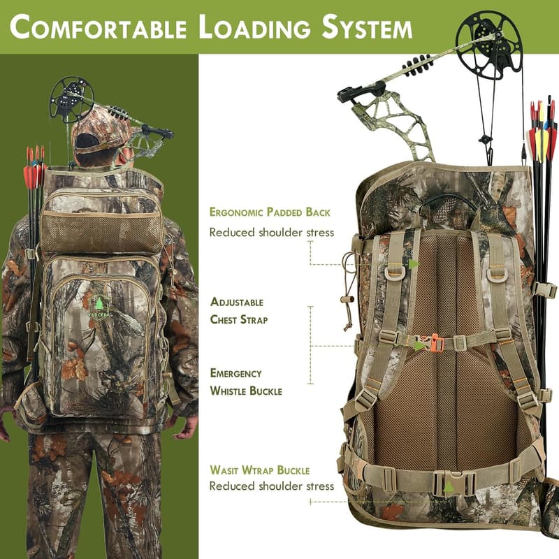 Camo Bow Hunting Backpack for Men with Holder