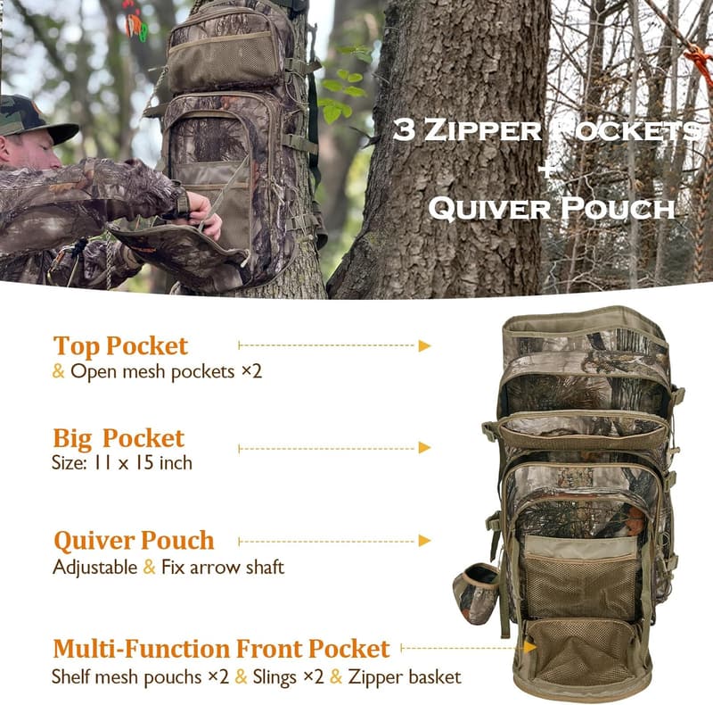 Camo Bow Hunting Backpack for Men - Large Lightweight Archery Bag