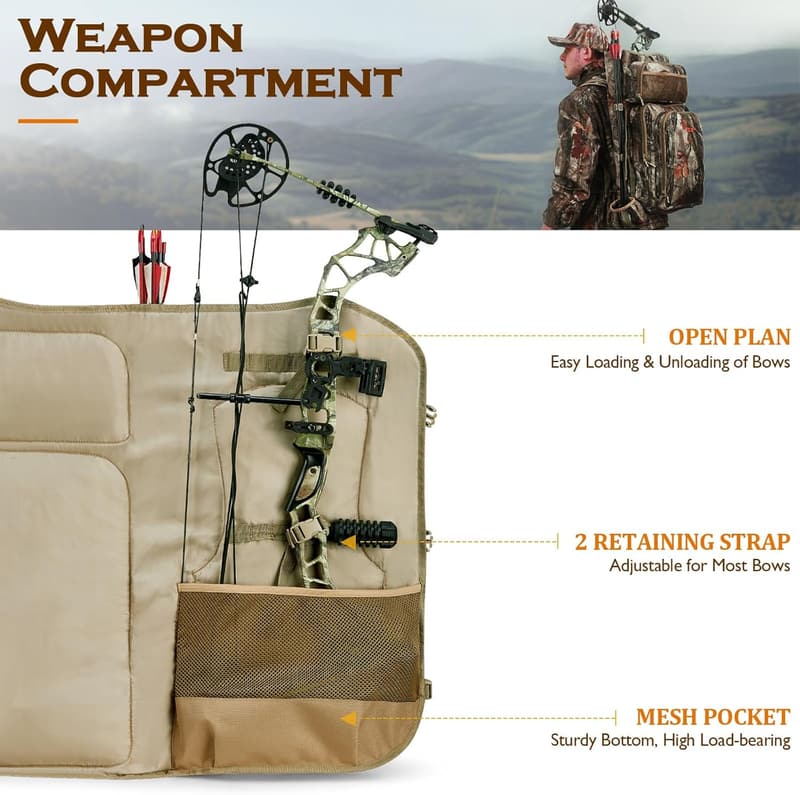 Camo Bow Hunting Backpack for Men - Large Lightweight Archery Bag