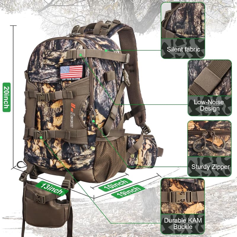 Waterproof Camo Hunting Backpack for Men, Large Capacity