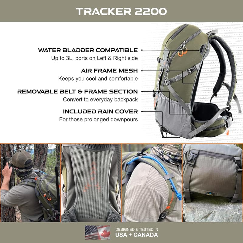 Waterproof Hunting Backpack with Rifle & Bow Holder
