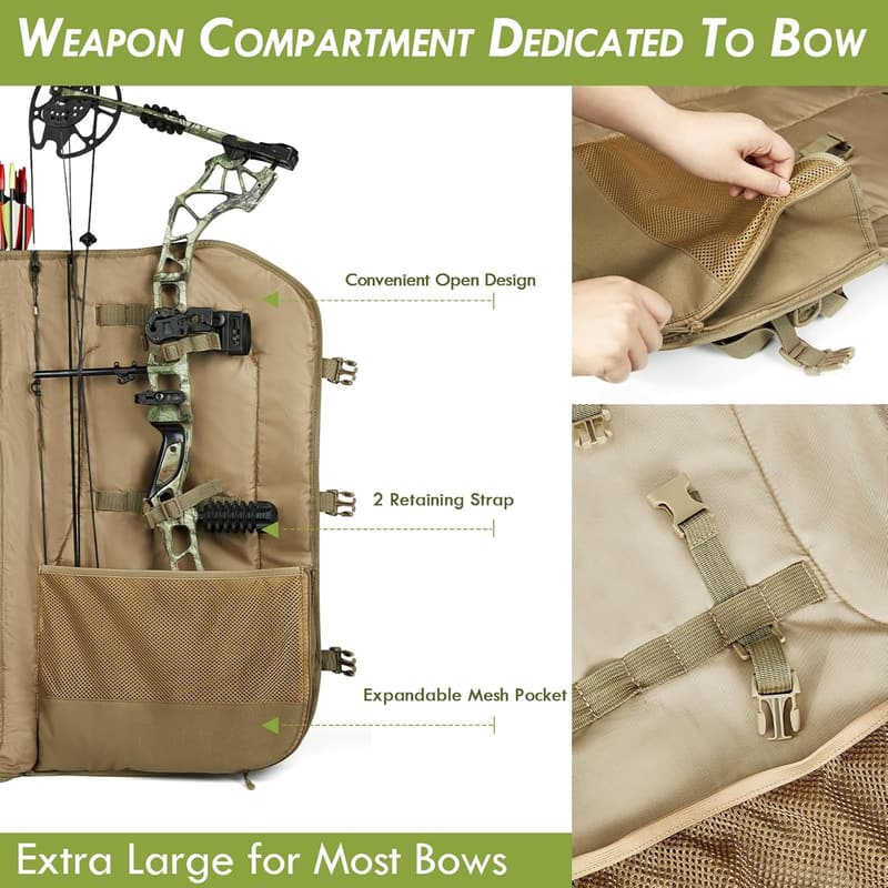 Men's Camo Bow Hunting Backpack with Holder